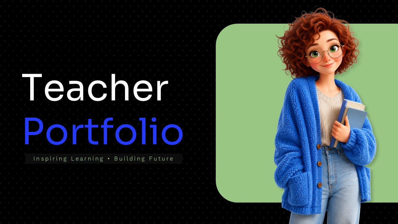 Teacher Portfolio Template - Cover slide to open your professional teaching portfolio presentation