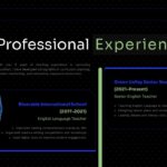 Teacher Portfolio Template - Experience slide to showcase your teaching career history and key achievements