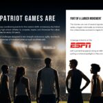2026 Patriot Games Stats Slide - four white KPI cards over track relay photo with crimson metrics