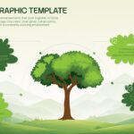 Tree Infographic Template - radial concept map with 4 green leaf callout nodes around a central illustrated tree