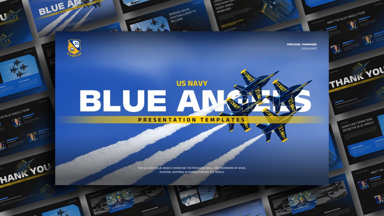 US Navy Blue Angels Google Slides PowerPoint Template preview