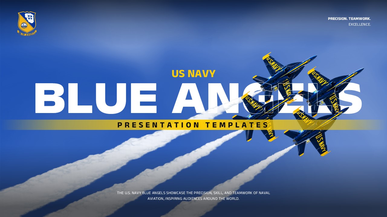 US Navy Blue Angels Template - Cover slide with jet formation
