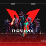 Video Game Template thank you slide with five character illustrations, large red chevron, and centered closing text on dark background