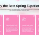Welcome Spring Template - Activities slide with four pink cards featuring spring experience icons and descriptions