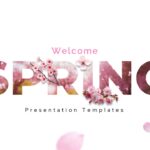 Welcome Spring Template - Cover slide with cherry blossom photo clipped inside bold SPRING typography