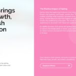 Welcome Spring Template - Statistics slide with plus 1850 metric and pink split panel CTA layout