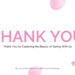 Welcome Spring Template - Closing thank you slide with bold pink typography and cherry blossom petal accents