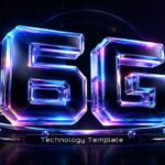 6G Technology Google Slides Template - Chrome robotic hands reaching toward central 6G logo on dark navy background
