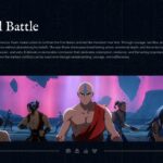 Cinematic action banner displaying Team Avatar lined up for the final battle against Fire Nation in PowerPoint deck.