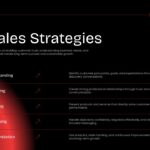 Numbered 1 to 5 Core Sales Strategies list slide with red arrow indicators on a dark background.