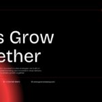 Dark closing slide reading Let's Grow Together with red glowing light accent and speaker contact information.