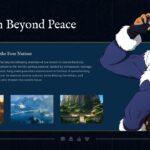 Narrative slide featuring Sokka illustration alongside scenery photos of Air Nomad and Water Tribe landscapes in Canva template.