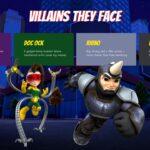 Villains slide displaying Green Goblin, Doc Ock, Rhino, and Black Cat characters for Spidey cartoon template.