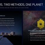 Side-by-side comparison slide showing ESO Very Large Telescope and James Webb Space Telescope.