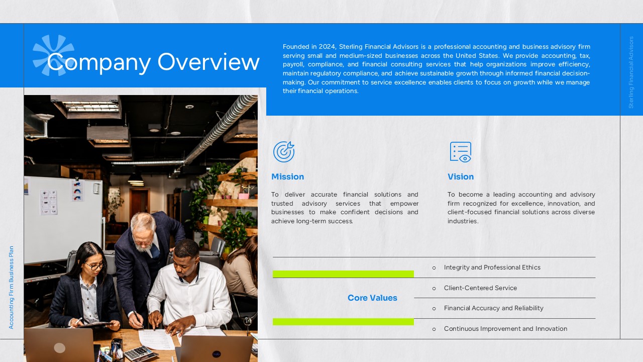 Accounting Firm Business Plan - Company Overview slide