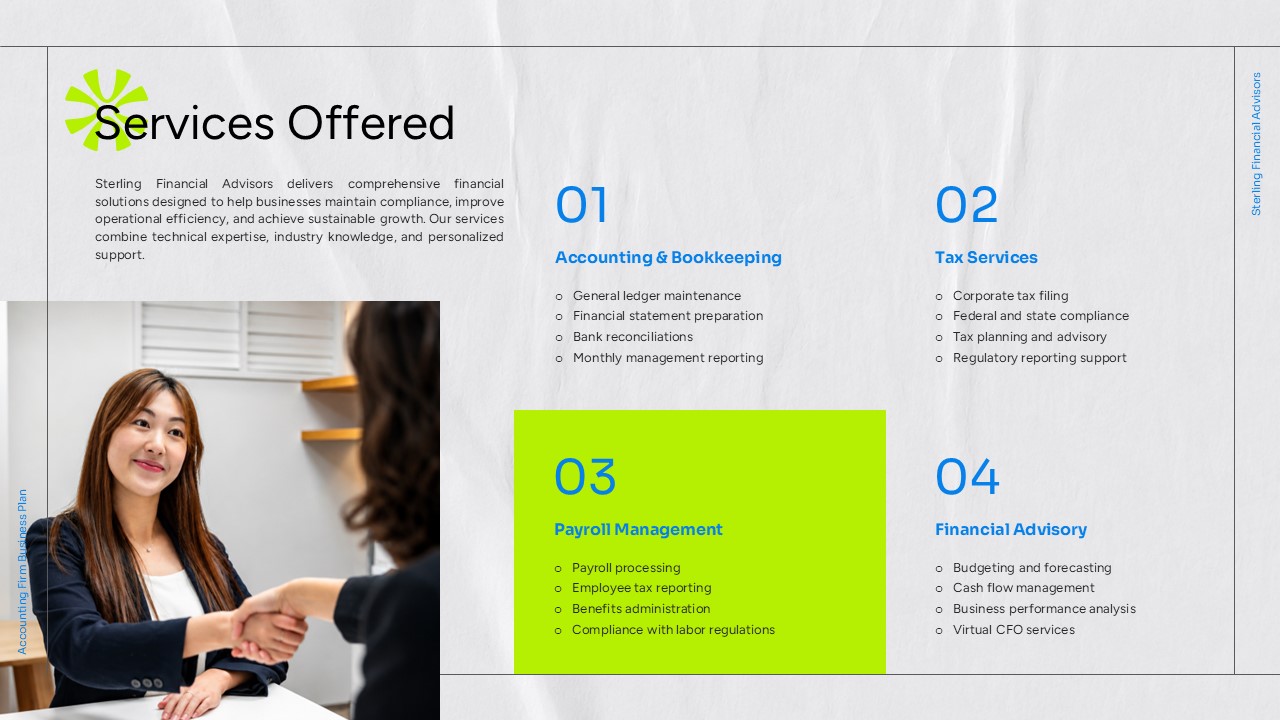 Accounting Firm Business Plan - Services Offered slide
