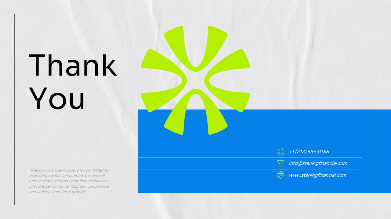 Accounting Firm Business Plan - Thank You contact slide