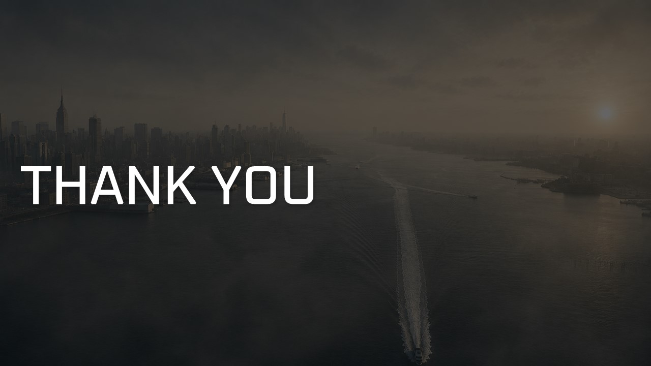 Air Quality Presentation Template - Thank you closing slide with hazy aerial city skyline photography