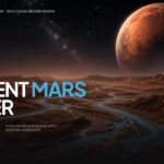 Ancient Mars Water Google Slides Template - Cinematic title slide with Martian river delta, starfield, and bold two-tone headline
