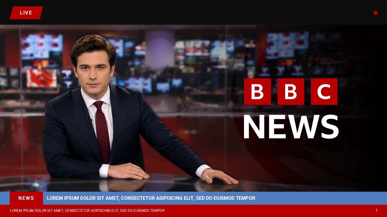 BBC News Template - tonight's headlines bulletin agenda slide