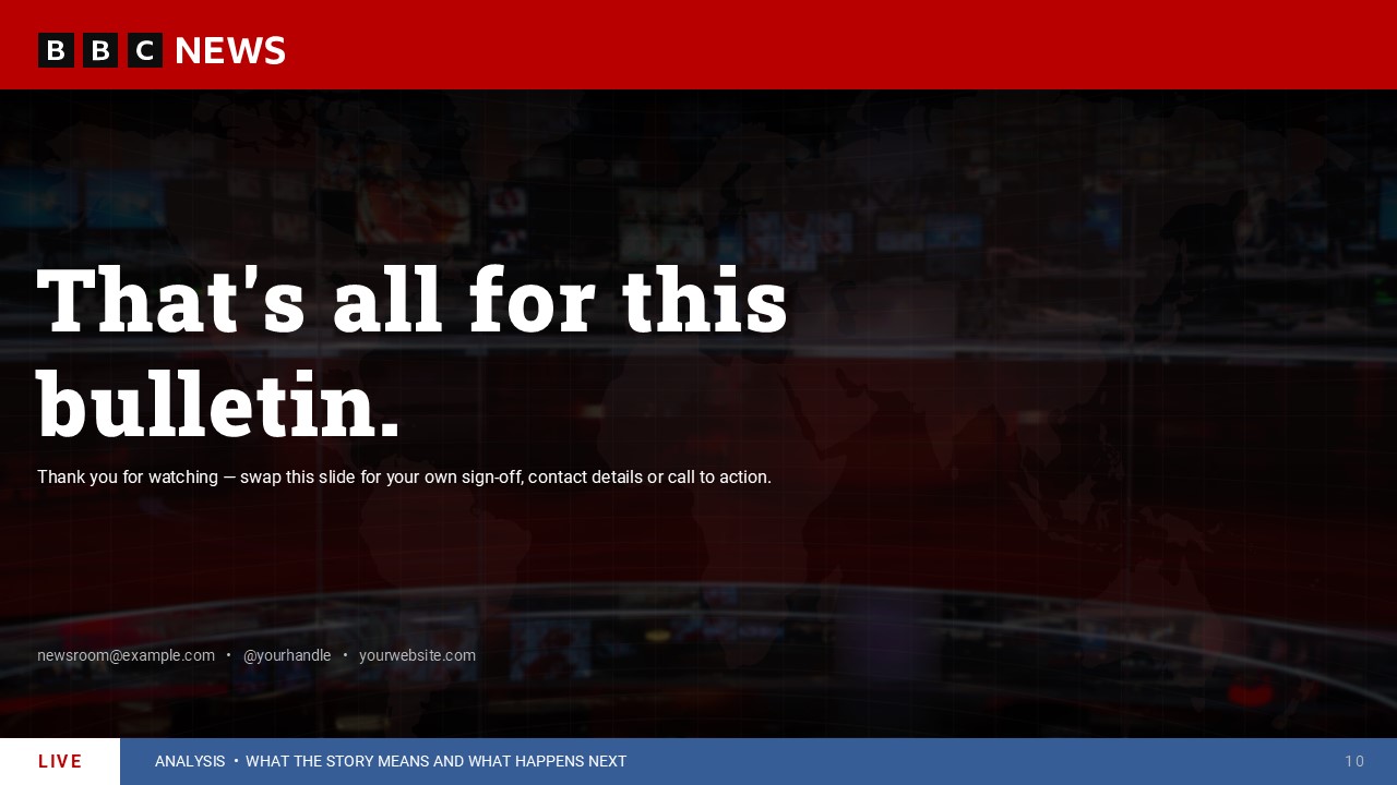 BBC News Template - tonight's headlines bulletin rundown slide