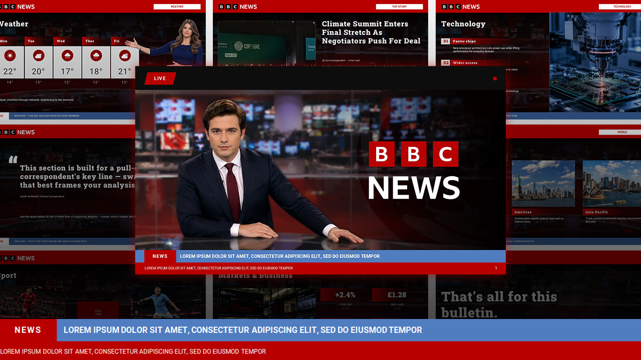BBC News Template - cinematic cover slide with news anchor
