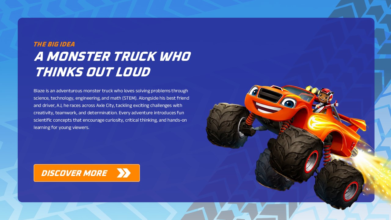 Blaze and the Monster Machines Template - Setting slide to introduce Axle City with an image gallery and description