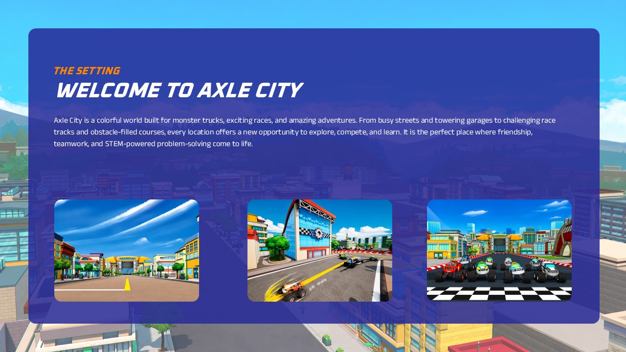 Blaze and the Monster Machines Template - Character roster slide to showcase the full monster truck crew lineup