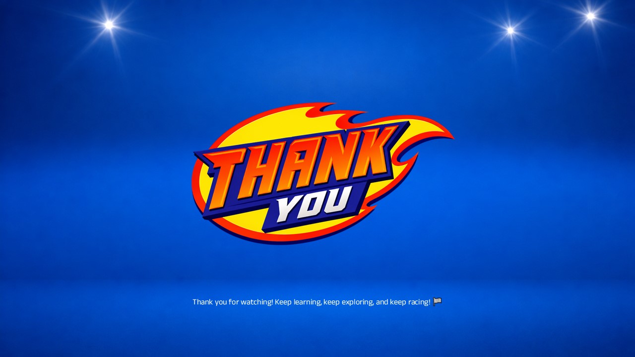 Blaze and the Monster Machines Template - Closing slide to end your presentation with a branded Thank You graphic