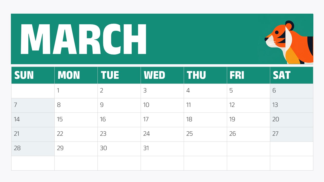 Calendar 2027 February - Monthly grid slide to plan and display February schedules