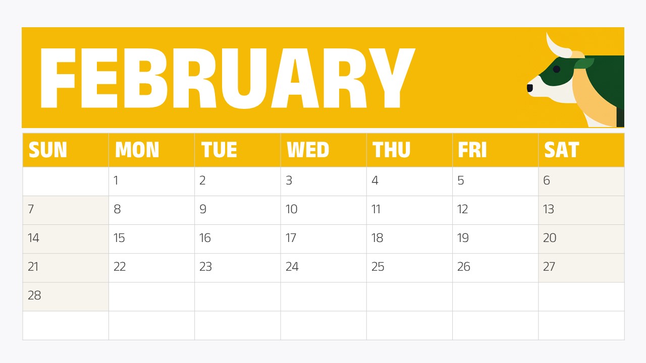 Calendar 2027 January - Monthly grid slide to organize and present January schedules