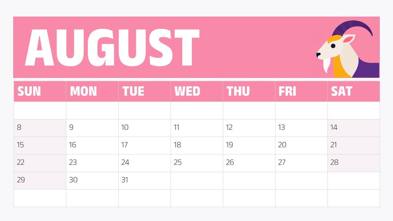 Calendar 2027 July - Monthly grid slide to organize July dates and presentation schedules
