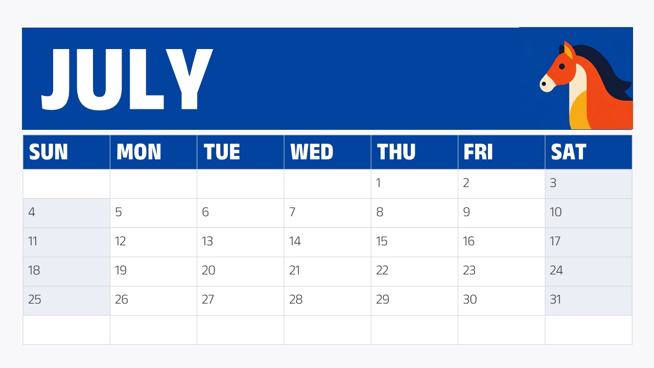 Calendar 2027 June - Monthly grid slide to display June events and scheduling plans