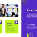 Client Onboarding Partnership Goals Template - Purple and green color-block slide outlining business goals and shared objectives