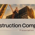 Construction Company Profile Template - cover slide with construction site photo and bold headline typography