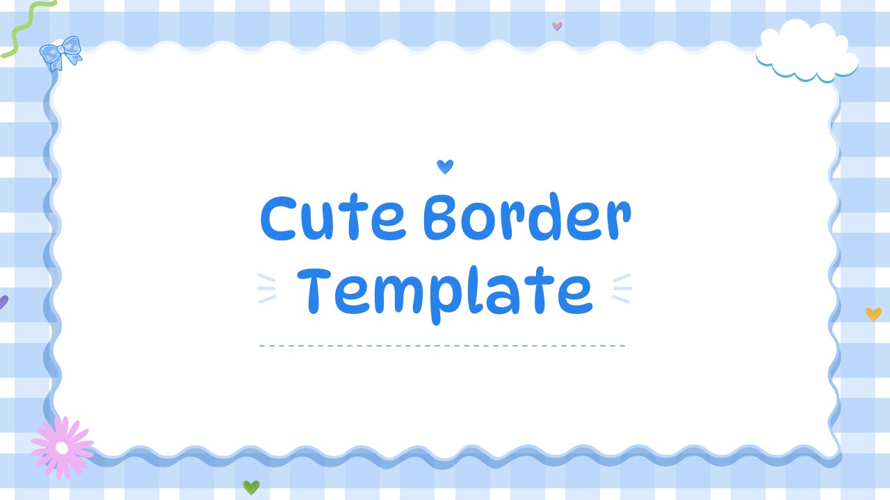 Cute Border Template - introduction slide with heart bullet points and kawaii teddy bear illustration