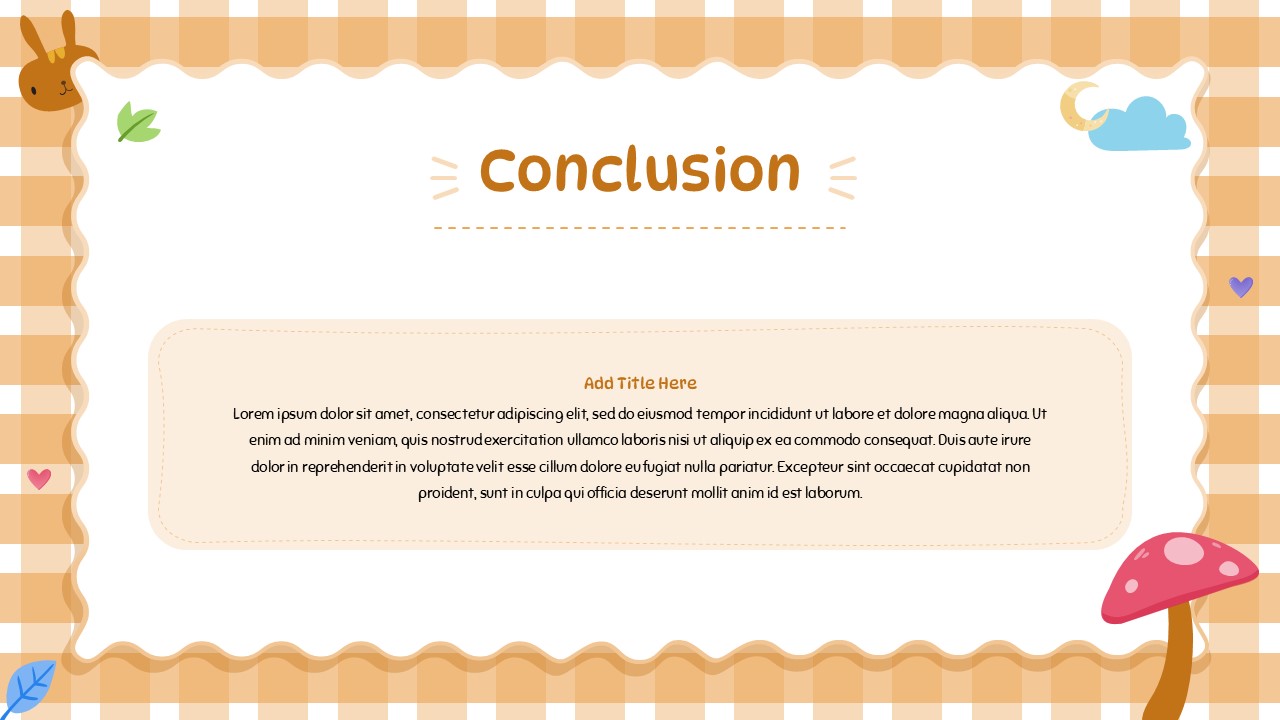 Cute Border Template - thank you closing slide with blue gingham and wavy scalloped border frame