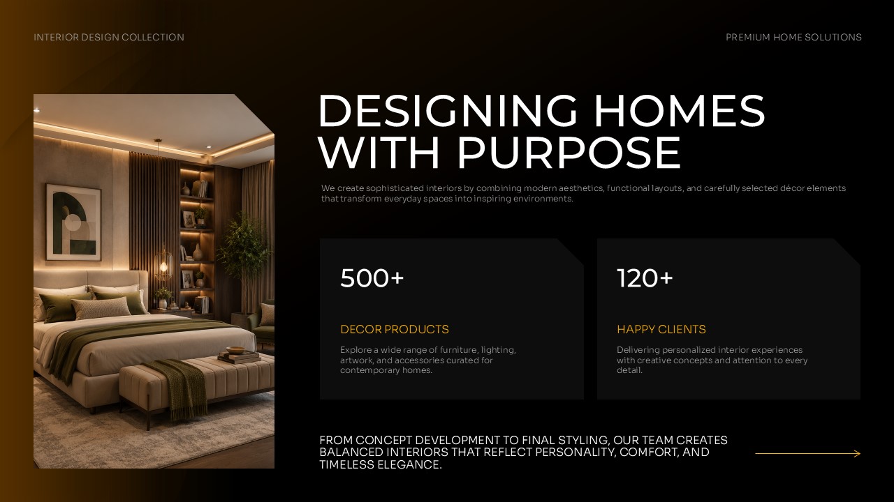 Decor Store Template - Services slide to outline your design approach and specializations