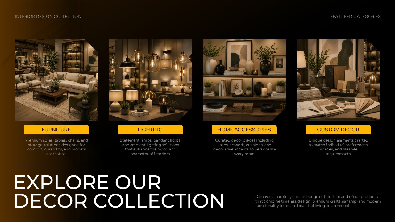 Decor Store Template - Achievements slide to highlight completed projects and impact