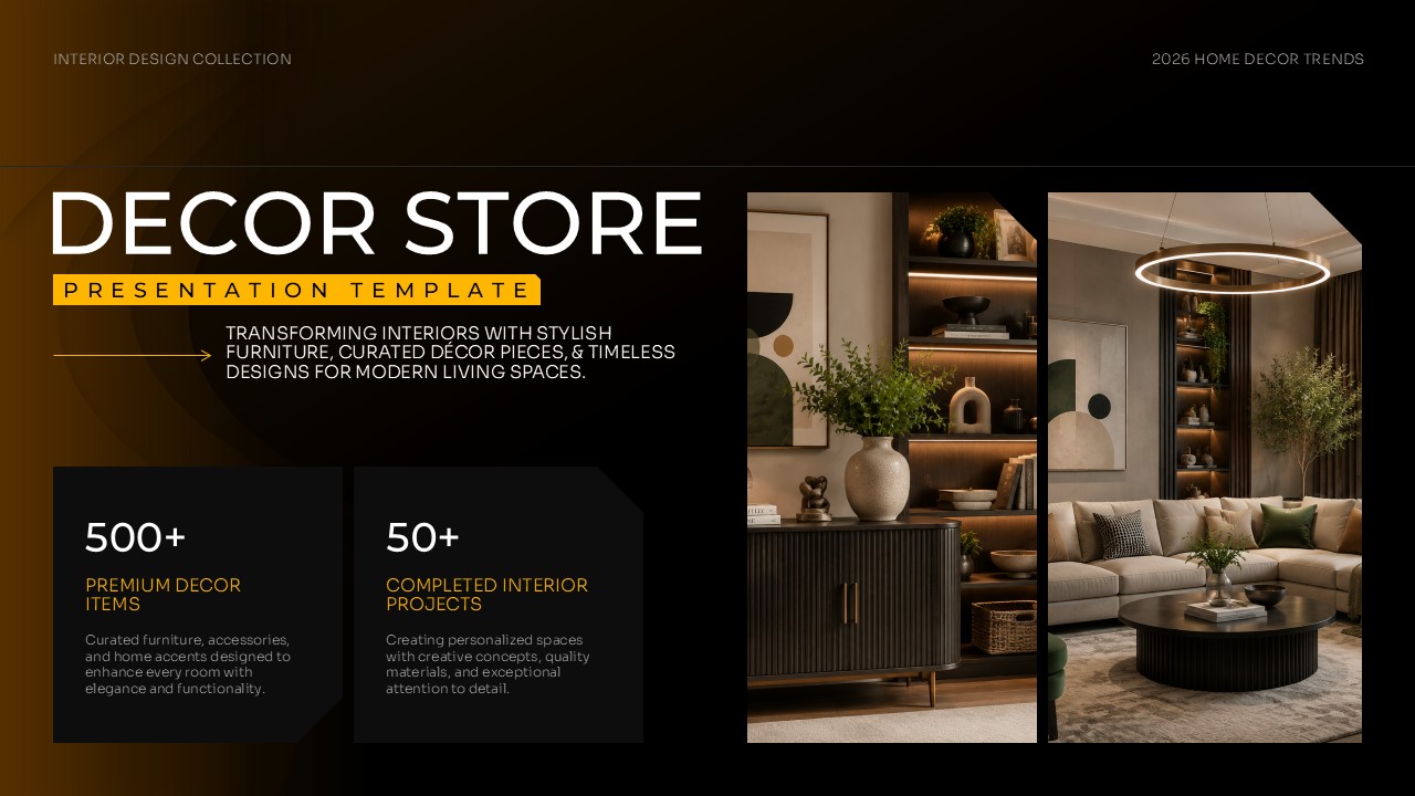 Decor Store Template - Features slide to present your core interior design offerings