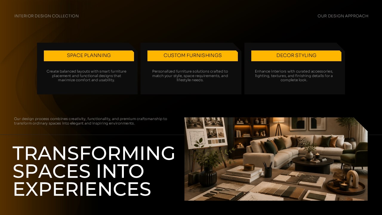 Decor Store Template - Collections slide to present product lines and decor categories