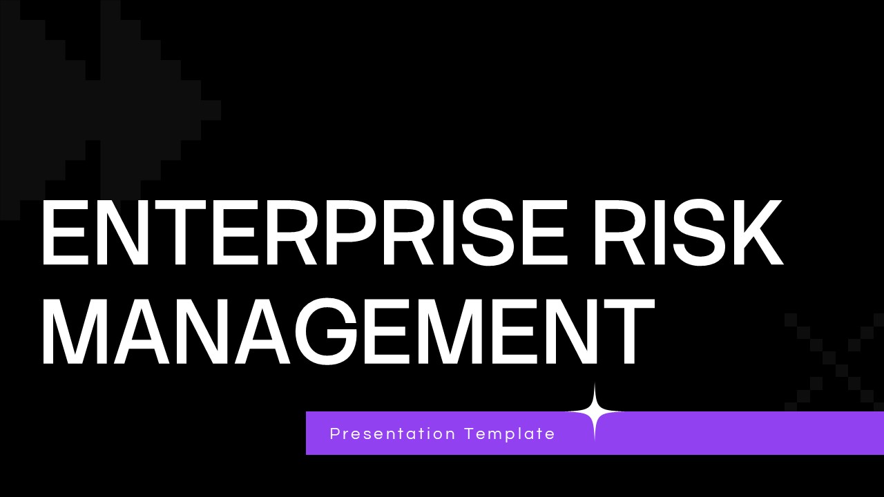 Enterprise Risk Management Template - two-column slide with business photo, definition text, and two purple highlight boxes