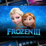 Frozen 3 Google Slides PowerPoint Template – multi-slide collage preview showing all 11 slide designs in blue and purple palette