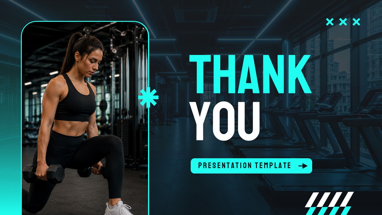 Gym and Fitness Template - Thank you slide to close your fitness presentation professionally
