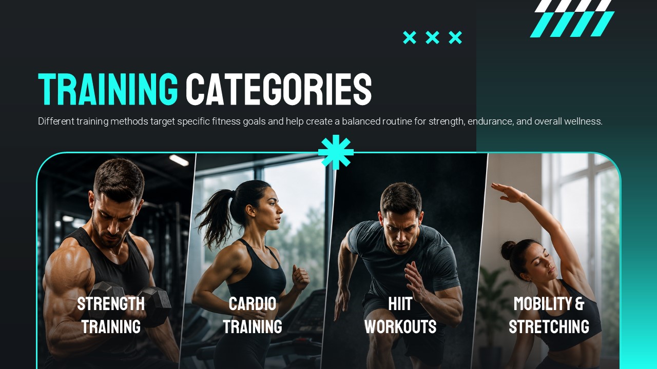 Gym and Fitness Template - Equipment slide to highlight your gym's key fitness tools