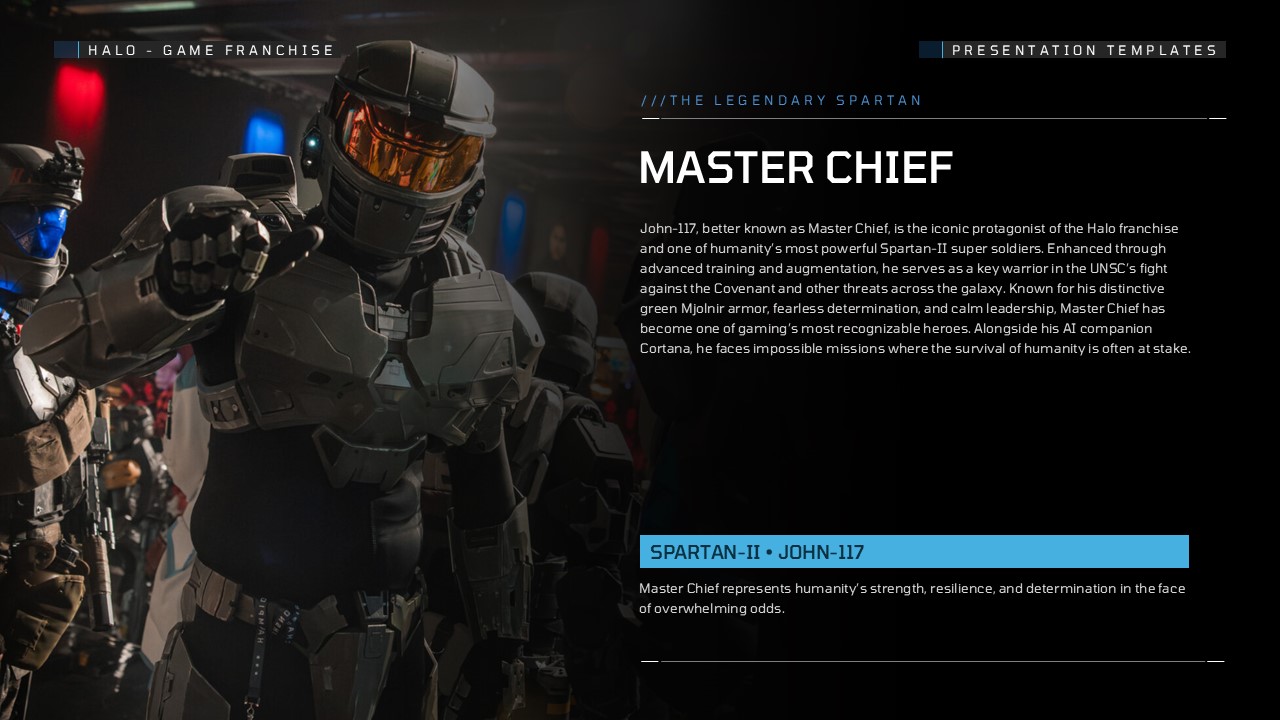 Halo Game Franchise Template - media showcase slide to display multi-channel content or products