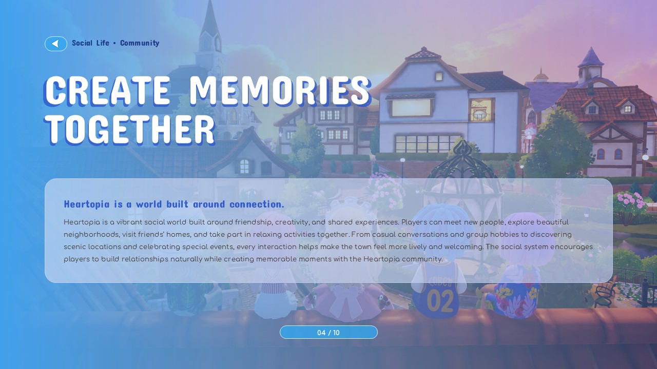 Heartopia Game Template - hobbies and activities feature slide