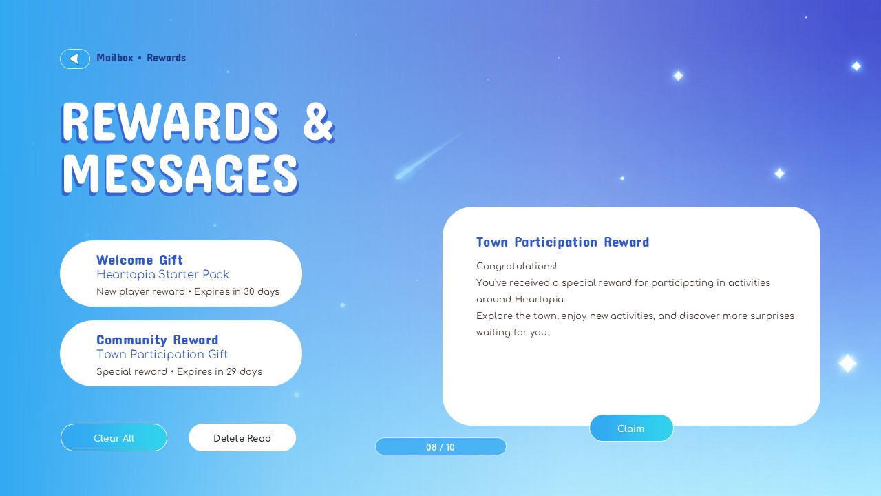 Heartopia Game Template - in-game social chat interaction slide