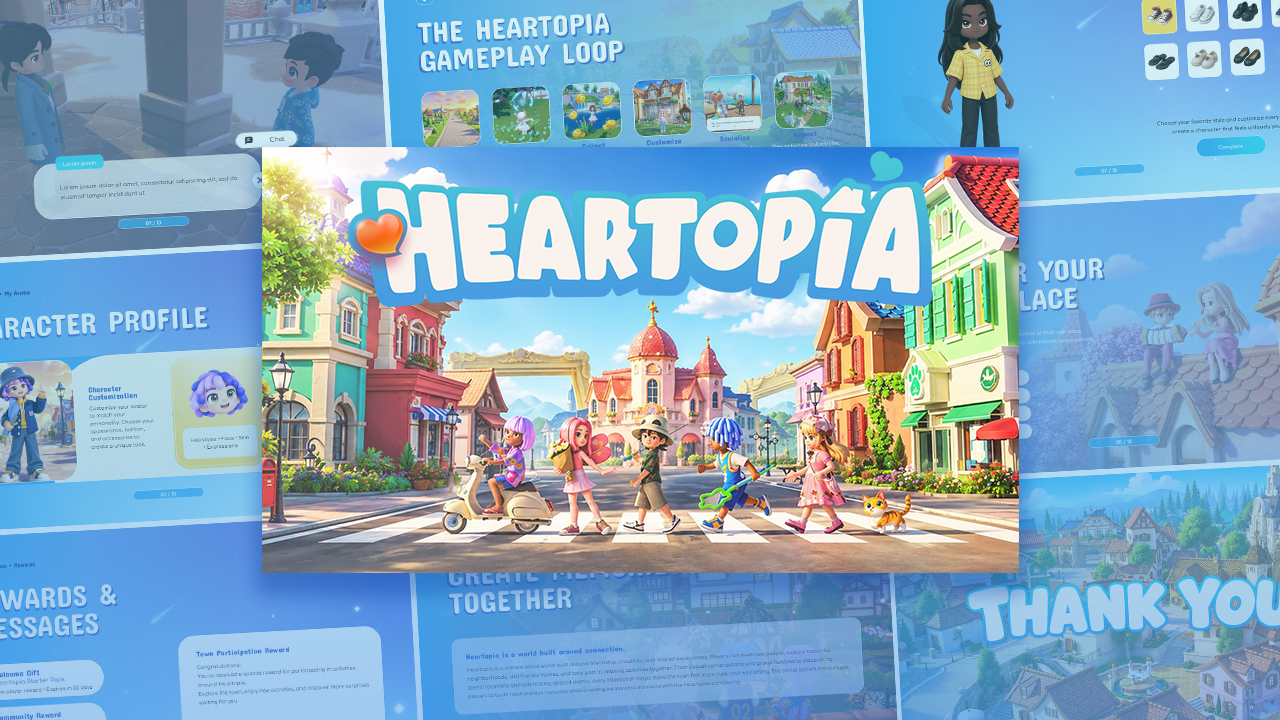 Heartopia Game Template - multi-slide preview collage