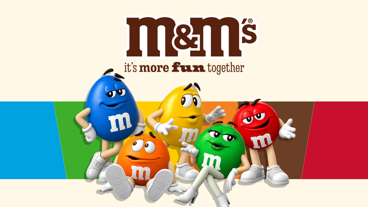 M&M Template - Title slide to open brand presentations with bold M&M'S characters